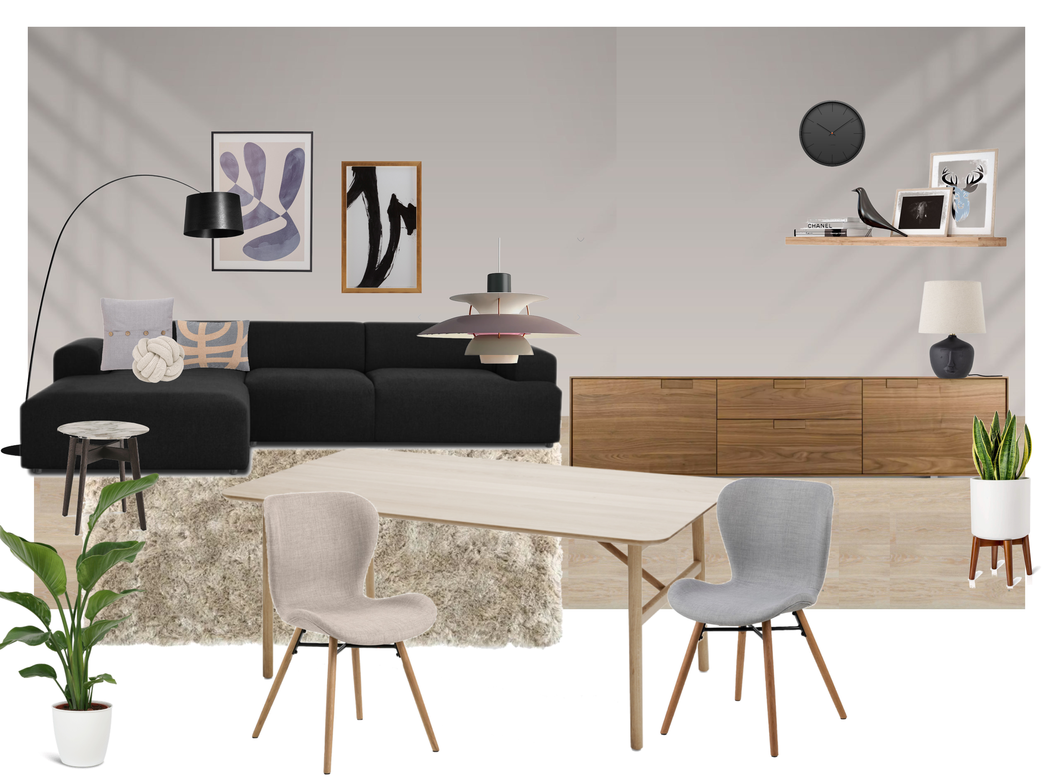 living room with piano